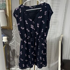 Madewell Dark Blue Dress with Purple Floral Accents
